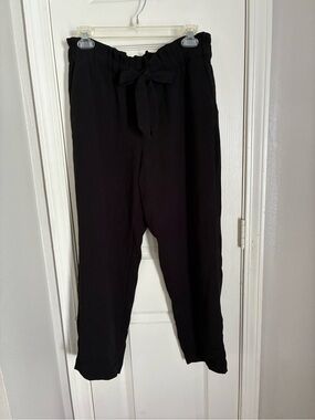 LOFT Black Elastic-Waist Trousers